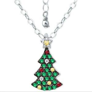 NWT Giani Bernini Sterling Silver CZChristmas Tree Pendant Necklace, 16"